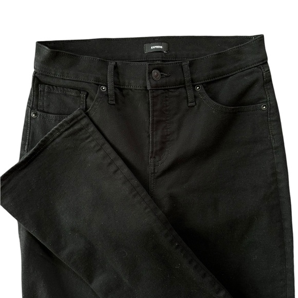 Express Mid Rise Black Skyscraper Bootcut Jeans 8R - Picture 2 of 9